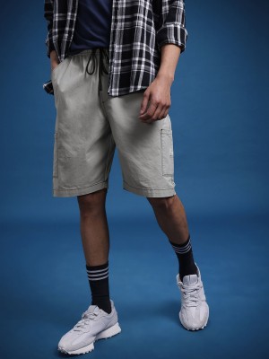 Roadster Solid Men Grey Cargo Shorts