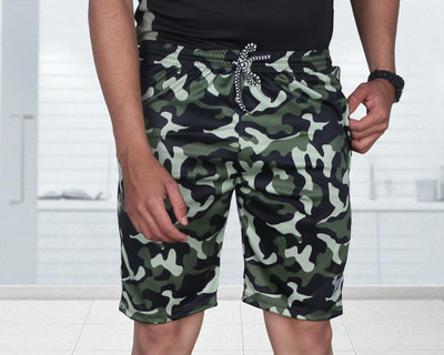GAJVU Solid Men Green Sports Shorts