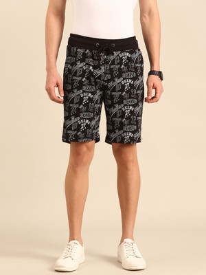 BEING HUMAN Printed Men Black Casual Shorts