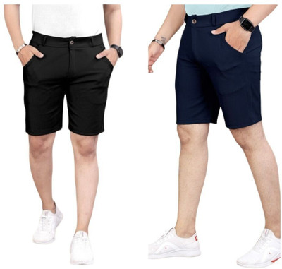 STYLES ERA Solid Men Black, Dark Blue Regular Shorts