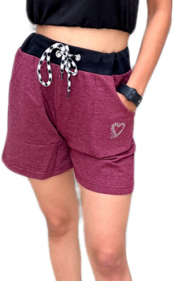 mystify Solid Women Purple Beach Shorts