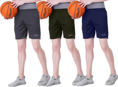Xmer Solid Men Green, Dark Grey, Blue, Multicolor Regular Shorts