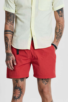 Snitch Solid Men Red Basic Shorts