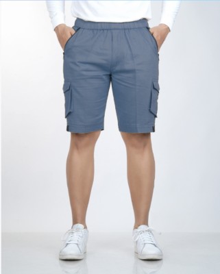 jaydwarkadhish Solid Men Light Blue Cargo Shorts