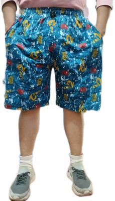 Bikrom Garments Printed Men Blue Sports Shorts