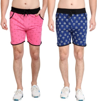 DIAZ Printed Men Blue, Pink Sports Shorts