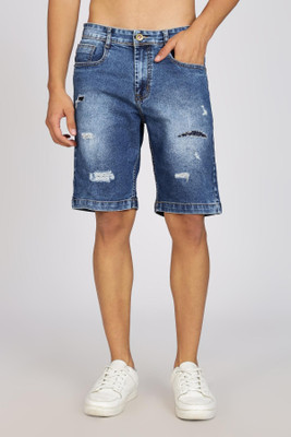 Color Hunt Distressed Men Denim Blue Denim Shorts