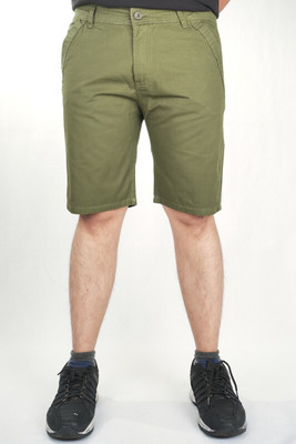 PUBHIZA Solid Men Green Chino Shorts