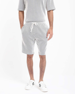 RARE RABBIT Striped Men Black, White Regular Shorts