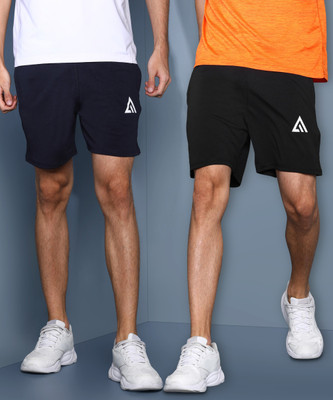 Adrenex Solid Men Black, Blue Basic Shorts, Beach Shorts, Baggy Shorts, Gym Shorts, Cycling Shorts