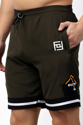 FitInOutFit Solid Men Green Running Shorts