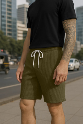 Vogaan Self Design Men Green Casual Shorts