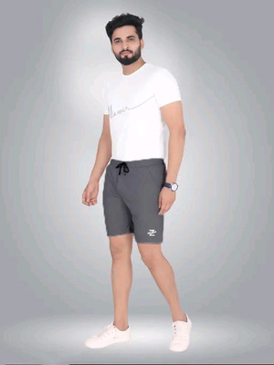 Zedwhy Solid Men Grey Casual Shorts