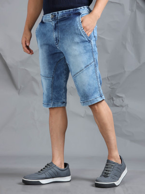 bEEVEE Solid Men Denim Blue Casual Shorts