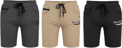MAANU Printed Men Dark Grey, Black, Beige Regular Shorts