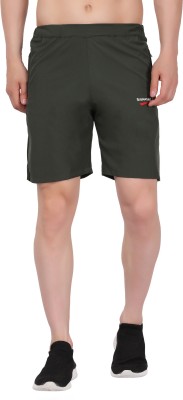 Signature fit Solid Men Green Regular Shorts