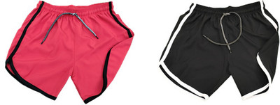 OctaBox Solid Men Red, Black Running Shorts