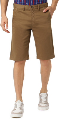 PETER ENGLAND Solid Men Khaki Regular Shorts