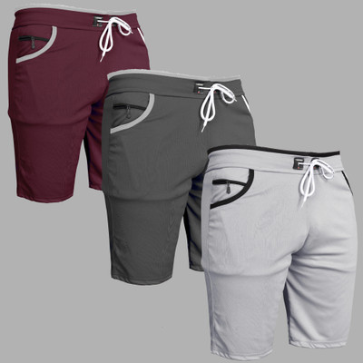 DARSHAN CREATION Printed Men Maroon, Grey, Silver Casual Shorts