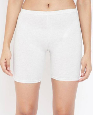 Ladyland Solid Women White Cycling Shorts