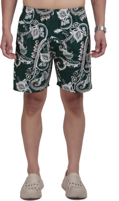 Kibitzer Printed Men Dark Green Basic Shorts