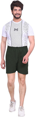 Saran Fashion Solid Men Dark Green Regular Shorts