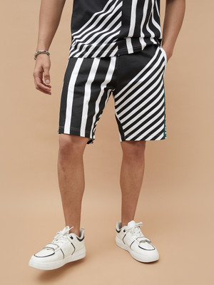 Fame Forever by Lifestyle Striped Men White Regular Shorts