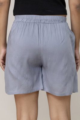 PXS Solid Women Grey Casual Shorts
