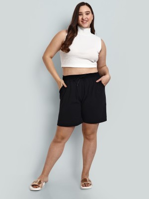 CUPID Solid Women Black Regular Shorts