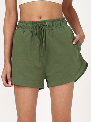 BEWAKOOF Solid Women Green Bermuda Shorts