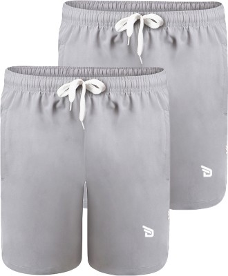 Dazzly Solid Men Reversible Grey Running Shorts, Casual Shorts