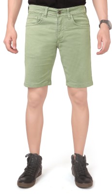 TCI Solid Men Light Green Denim Shorts