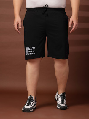 PLUSS Solid Men Black Regular Shorts