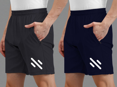 AVOLT Printed Men Dark Blue, Dark Grey Sports Shorts
