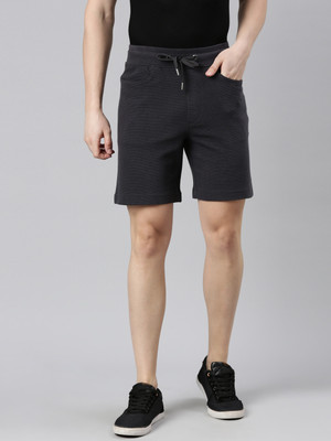 Faso Solid Men Dark Grey Casual Shorts