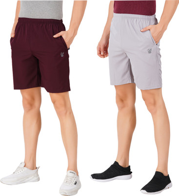 Just Live Fashion Solid Men Silver, Maroon Regular Shorts