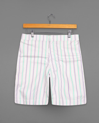 french crown Striped Men White Casual Shorts