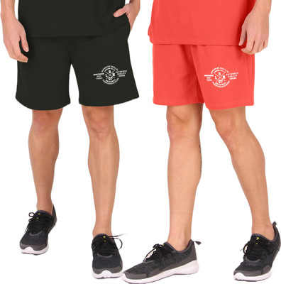 London Hills Printed Men Orange, Black Basic Shorts