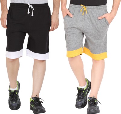 Trendolo Color Block Men Black, Dark Grey Casual Shorts