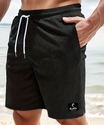 Flicfol Striped Men Black Casual Shorts