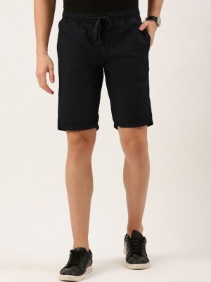 iVOC Solid Men Black Regular Shorts