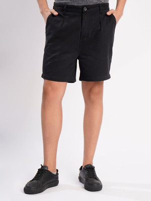 Bene Kleed Solid Men Black Denim Shorts