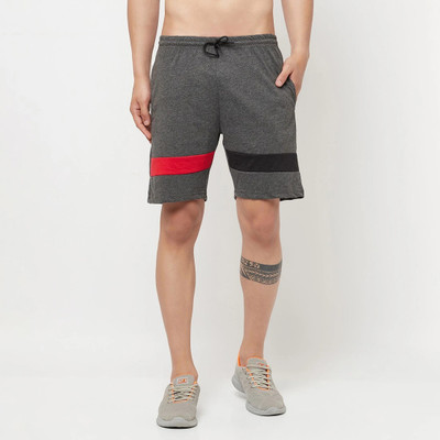 GLITO Striped Men Dark Grey Basic Shorts
