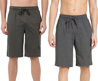 JOCKEY Solid Men Grey, Dark Green Regular Shorts
