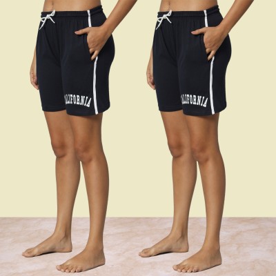 SEASER Solid Women Black Casual Shorts