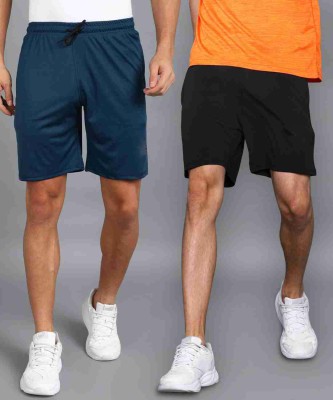 VellaFashion Solid Men Black, Blue Gym Shorts