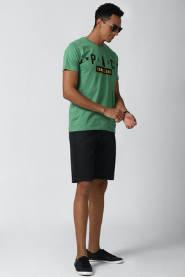 PETER ENGLAND Solid Men Black Regular Shorts