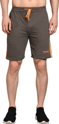 Burdy Solid Men Grey Sports Shorts