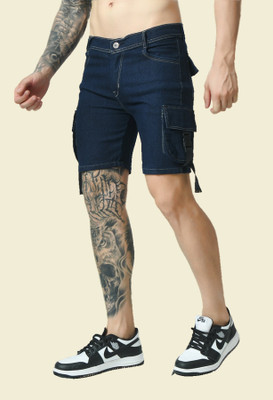 mevan Solid Men Denim Dark Blue Denim Shorts