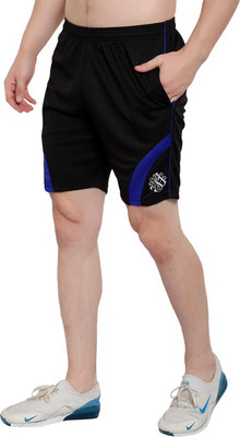 HouseOfCommon Color Block, Self Design Men Black Sports Shorts
